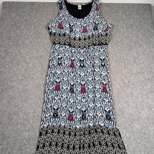 Bila Blue Aztec Tribal Printed Sleeveless‎ Midi Tank Dress Women's Size XL